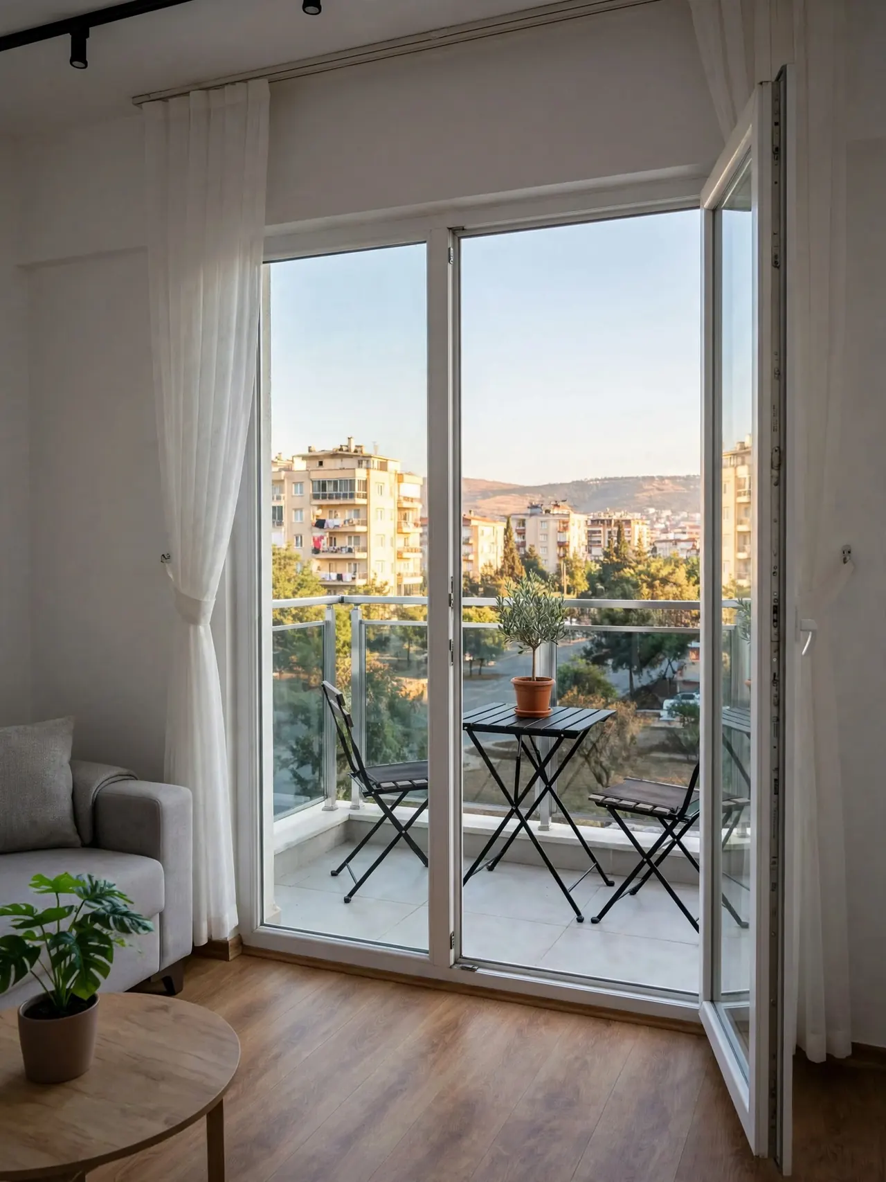 Balkon ve mahalle manzarası
